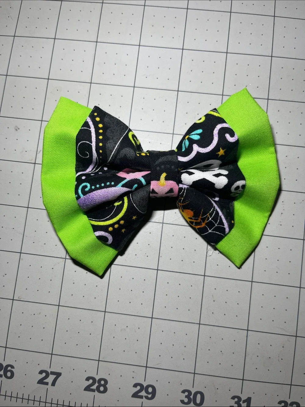 Halloween Kids Hair Bow in Neon Green & Black